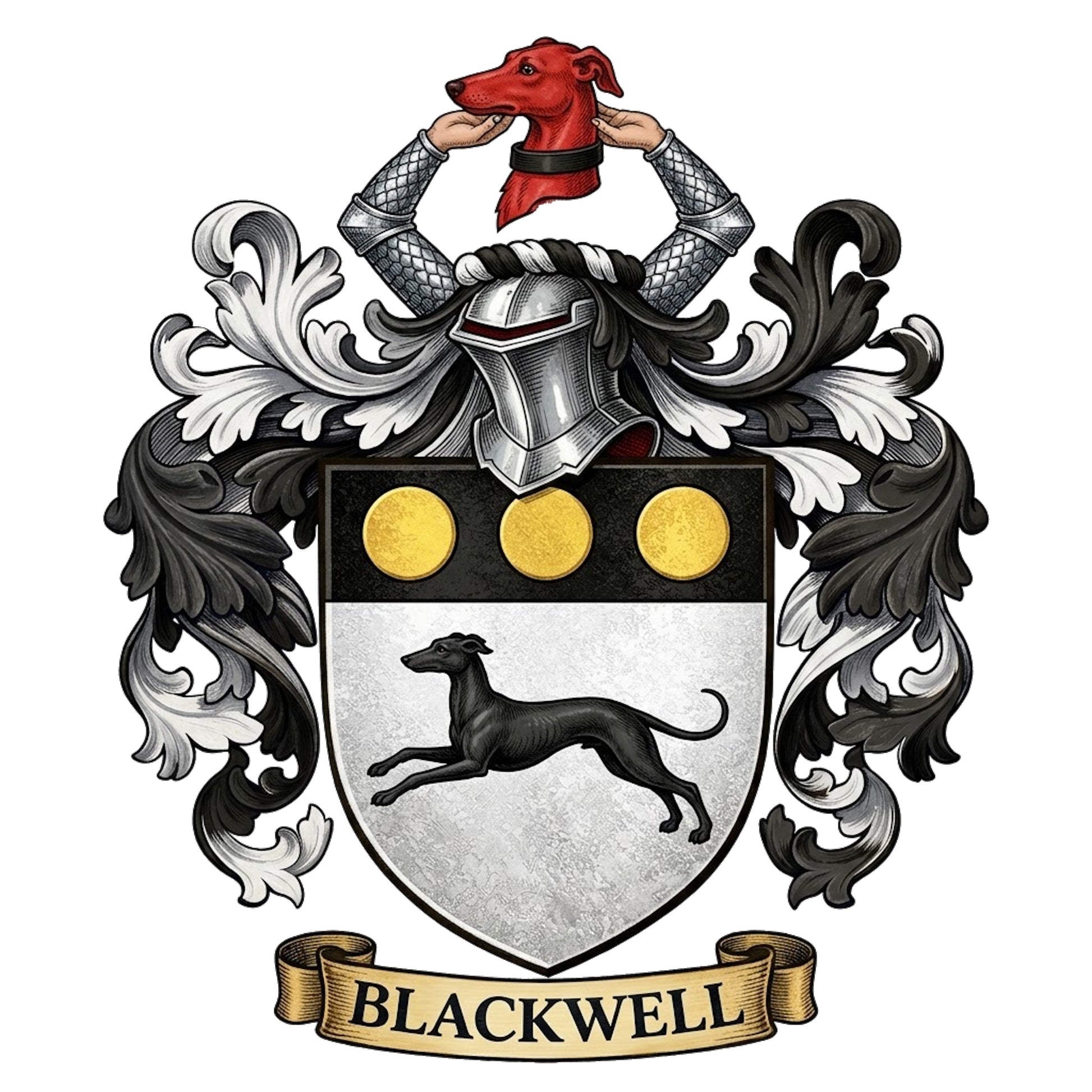 The Blackwell Family Coat of Arms digital download: Includes Color PNG, B&W PNG, and SVG vector files