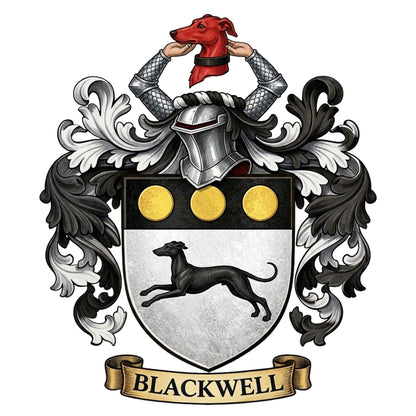 The Blackwell Family Coat of Arms digital download: Includes Color PNG, B&W PNG, and SVG vector files