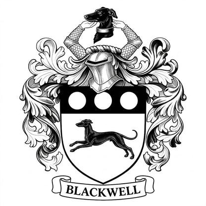 The Blackwell Family Coat of Arms digital download: Includes Color PNG, B&W PNG, and SVG vector files