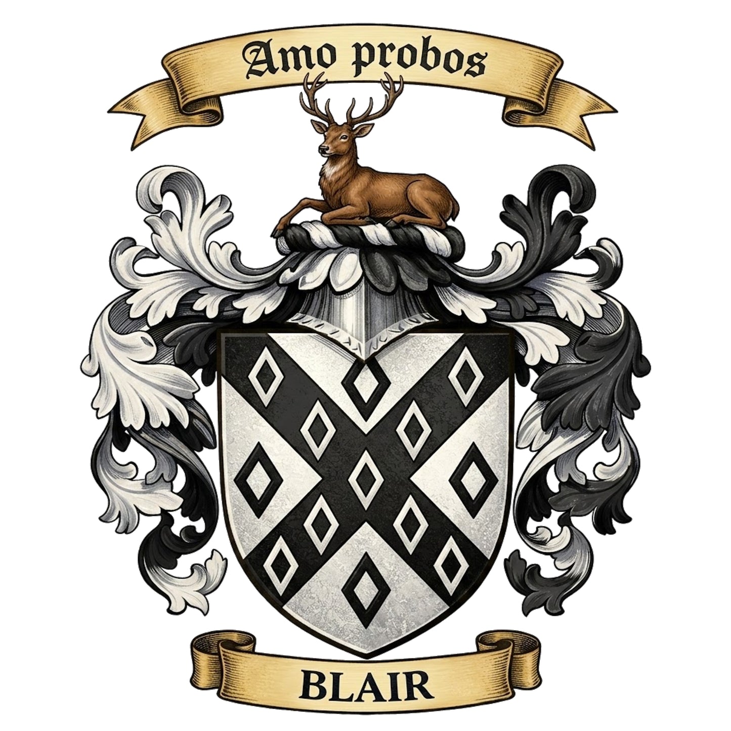 The Blair Family Coat of Arms digital download: Includes Color PNG, B&W PNG, and SVG vector files