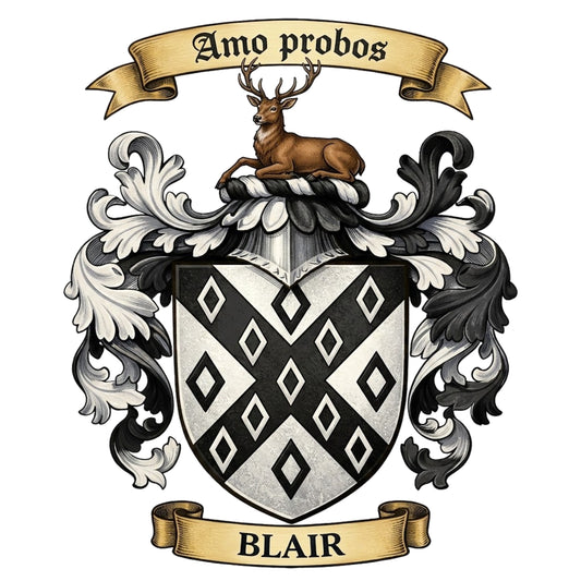 The Blair Family Coat of Arms digital download: Includes Color PNG, B&W PNG, and SVG vector files