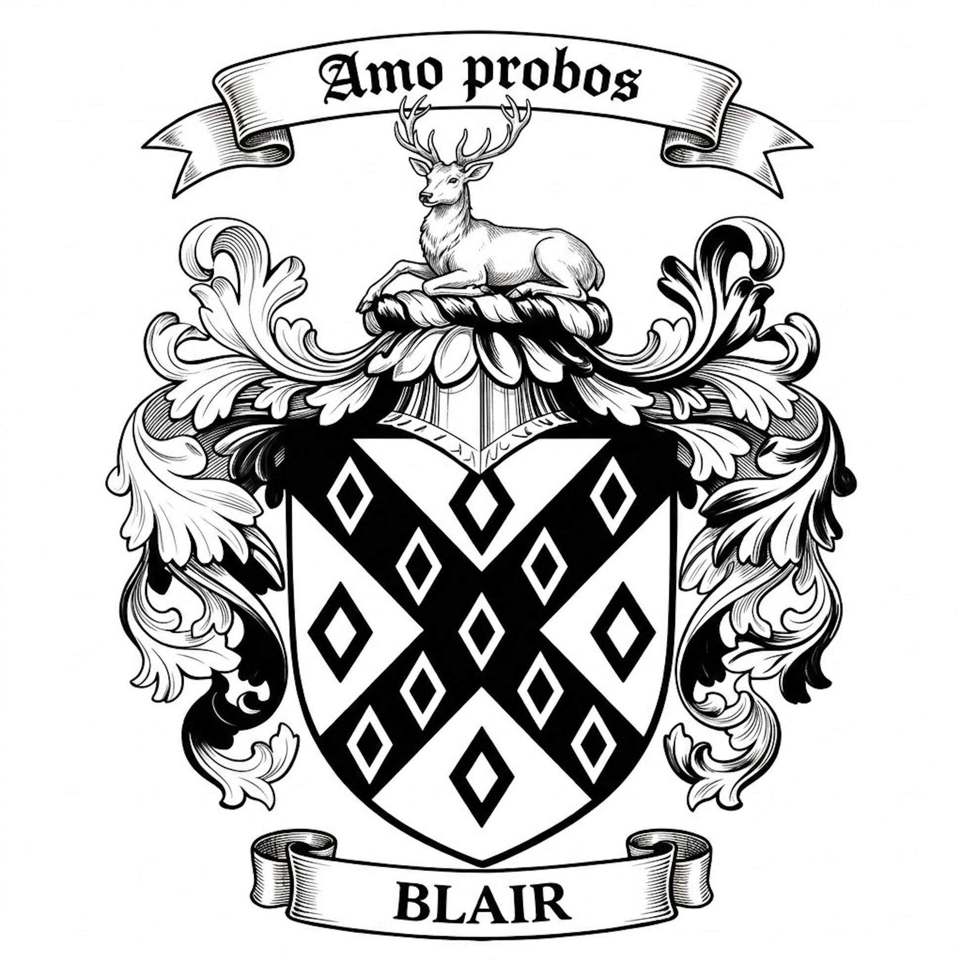 The Blair Family Coat of Arms digital download: Includes Color PNG, B&W PNG, and SVG vector files