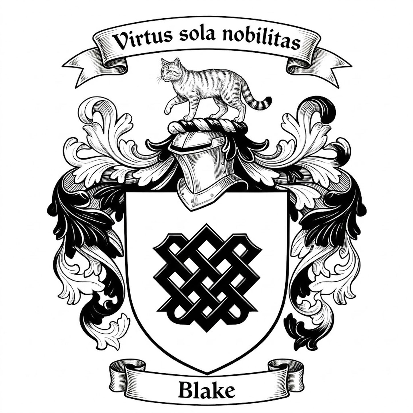 The Blake Family Coat of Arms digital download: Includes Color PNG, B&W PNG, and SVG vector files
