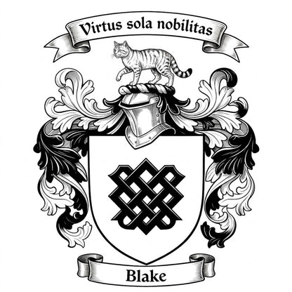 The Blake Family Coat of Arms digital download: Includes Color PNG, B&W PNG, and SVG vector files