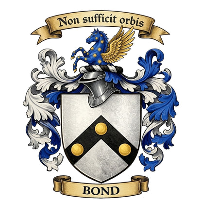The Bond Family Coat of Arms digital download: Includes Color PNG, B&W PNG, and SVG vector files
