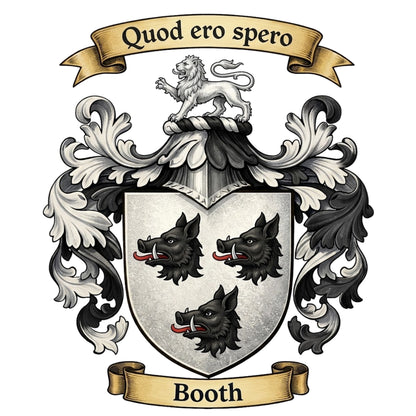 The Booth Family Coat of Arms digital download: Includes Color PNG, B&W PNG, and SVG vector files
