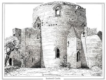Vintage Bothwell Castle Printable Poster | 12x16 Historic Scottish Castle Architecture | Digital Download digital download: Includes Color PNG, B&W PNG, and SVG vector files