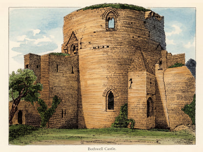 Vintage Bothwell Castle Printable Poster | 12x16 Historic Scottish Castle Architecture | Digital Download digital download: Includes Color PNG, B&W PNG, and SVG vector files