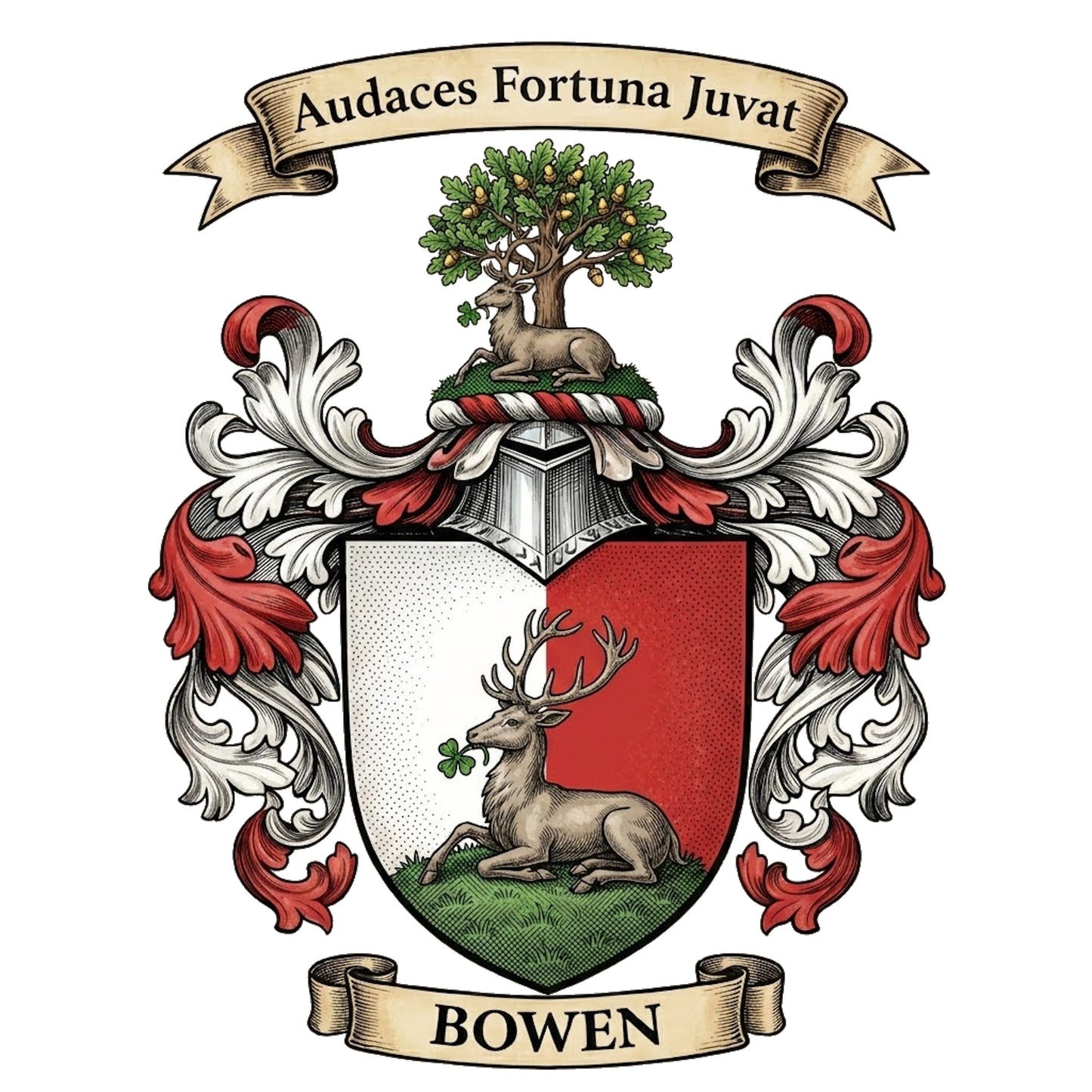 The Bowen Family Coat of Arms digital download: Includes Color PNG, B&W PNG, and SVG vector files