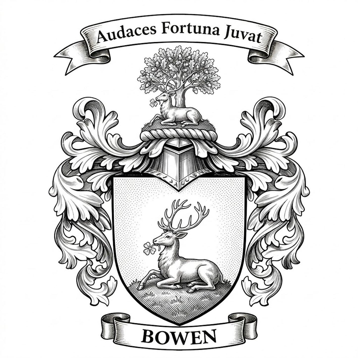 The Bowen Family Coat of Arms digital download: Includes Color PNG, B&W PNG, and SVG vector files