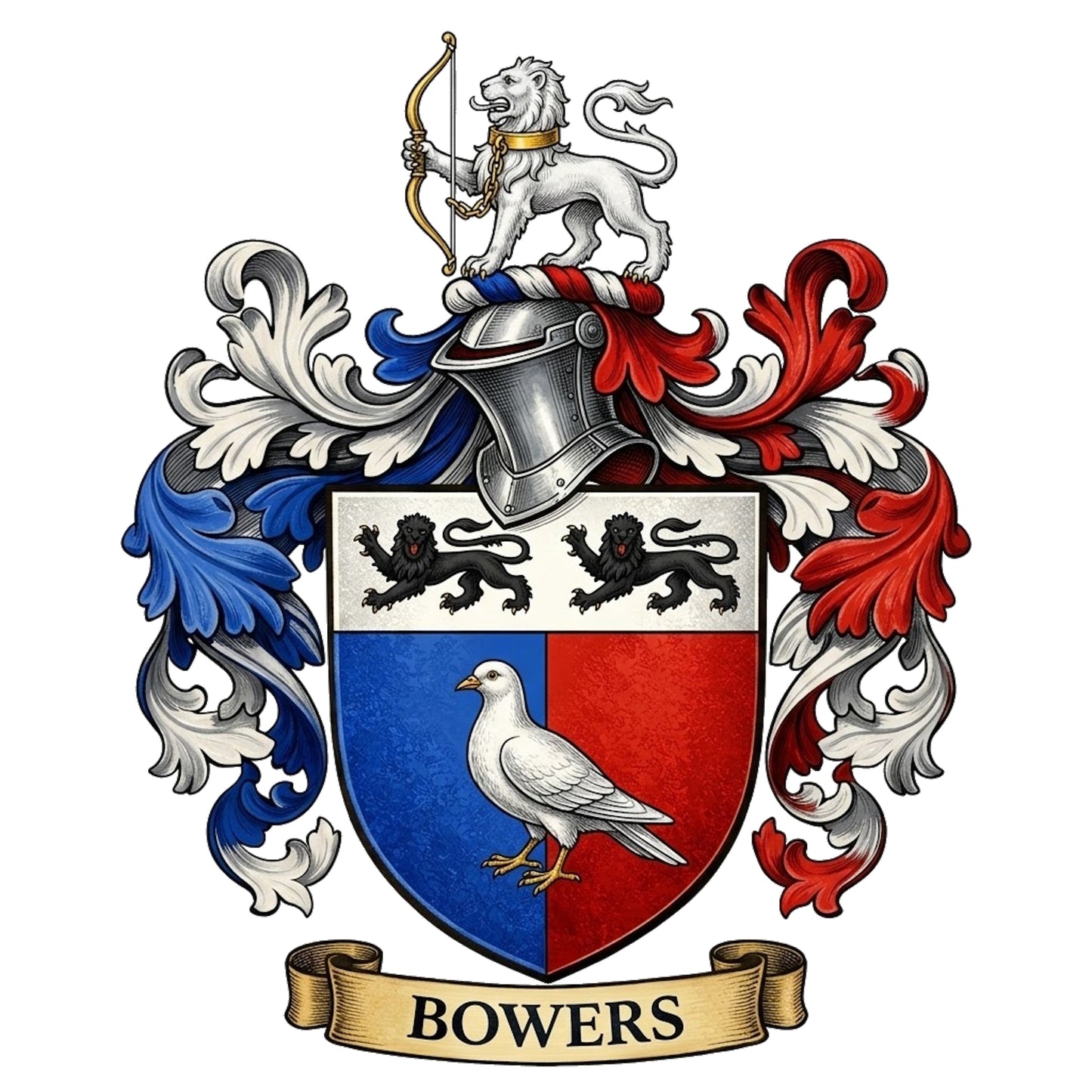 The Bowers Family Coat of Arms digital download: Includes Color PNG, B&W PNG, and SVG vector files