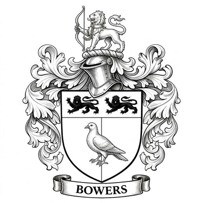The Bowers Family Coat of Arms digital download: Includes Color PNG, B&W PNG, and SVG vector files