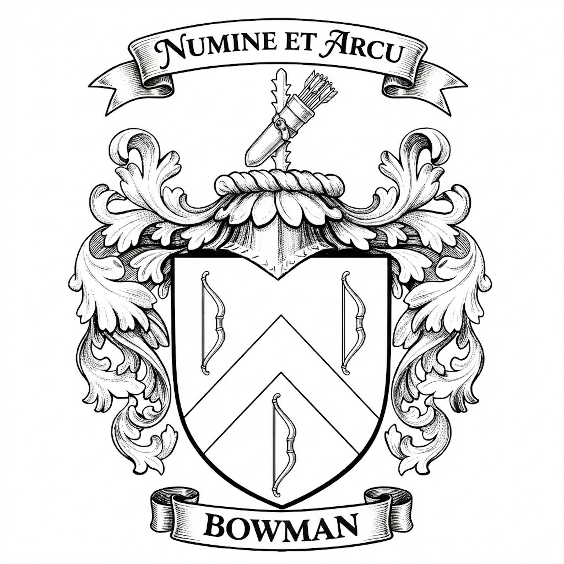 The Bowman Family Coat of Arms digital download: Includes Color PNG, B&W PNG, and SVG vector files