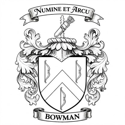 The Bowman Family Coat of Arms digital download: Includes Color PNG, B&W PNG, and SVG vector files
