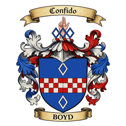 The Boyd Family Coat of Arms digital download: Includes Color PNG, B&W PNG, and SVG vector files
