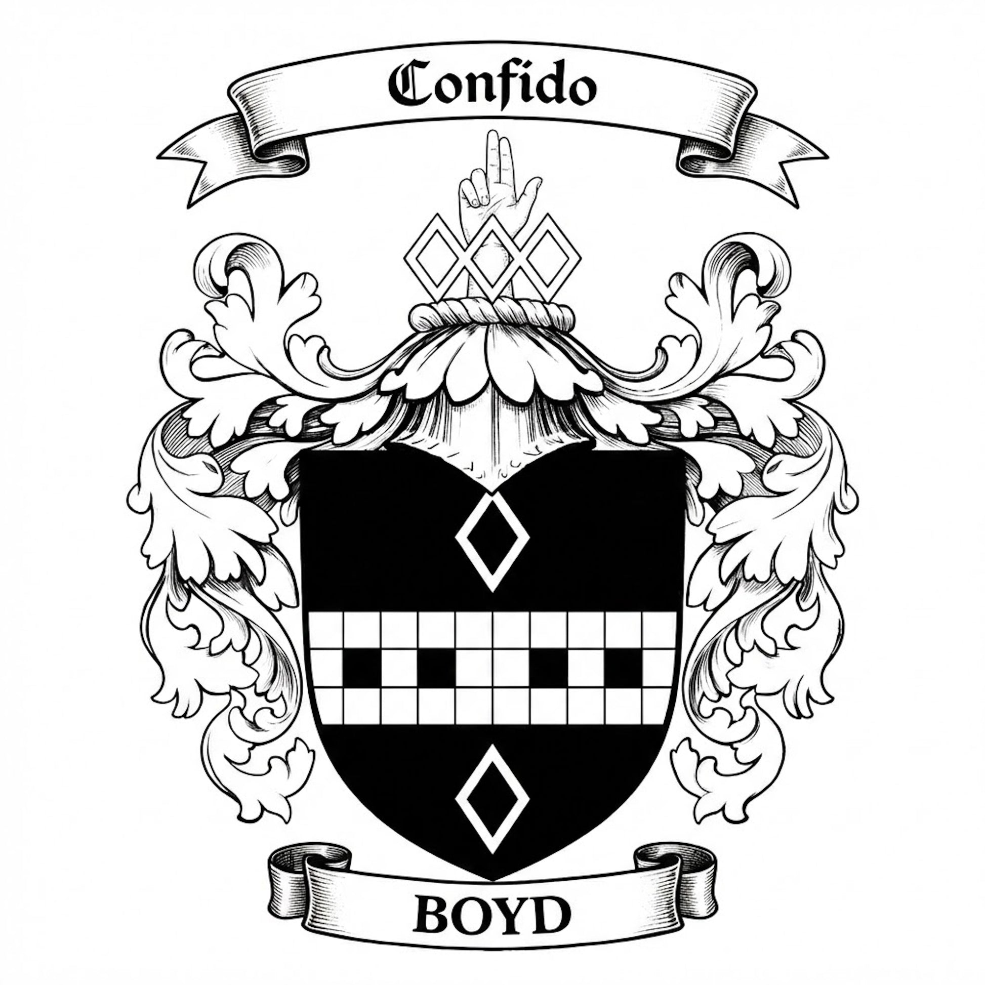 The Boyd Family Coat of Arms digital download: Includes Color PNG, B&W PNG, and SVG vector files