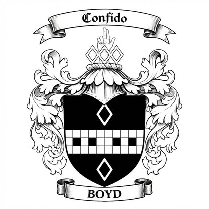 The Boyd Family Coat of Arms digital download: Includes Color PNG, B&W PNG, and SVG vector files