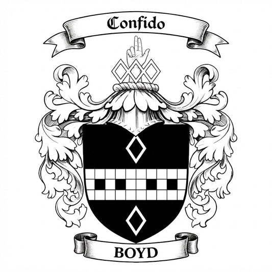 The Boyd Family Coat of Arms digital download: Includes Color PNG, B&W PNG, and SVG vector files