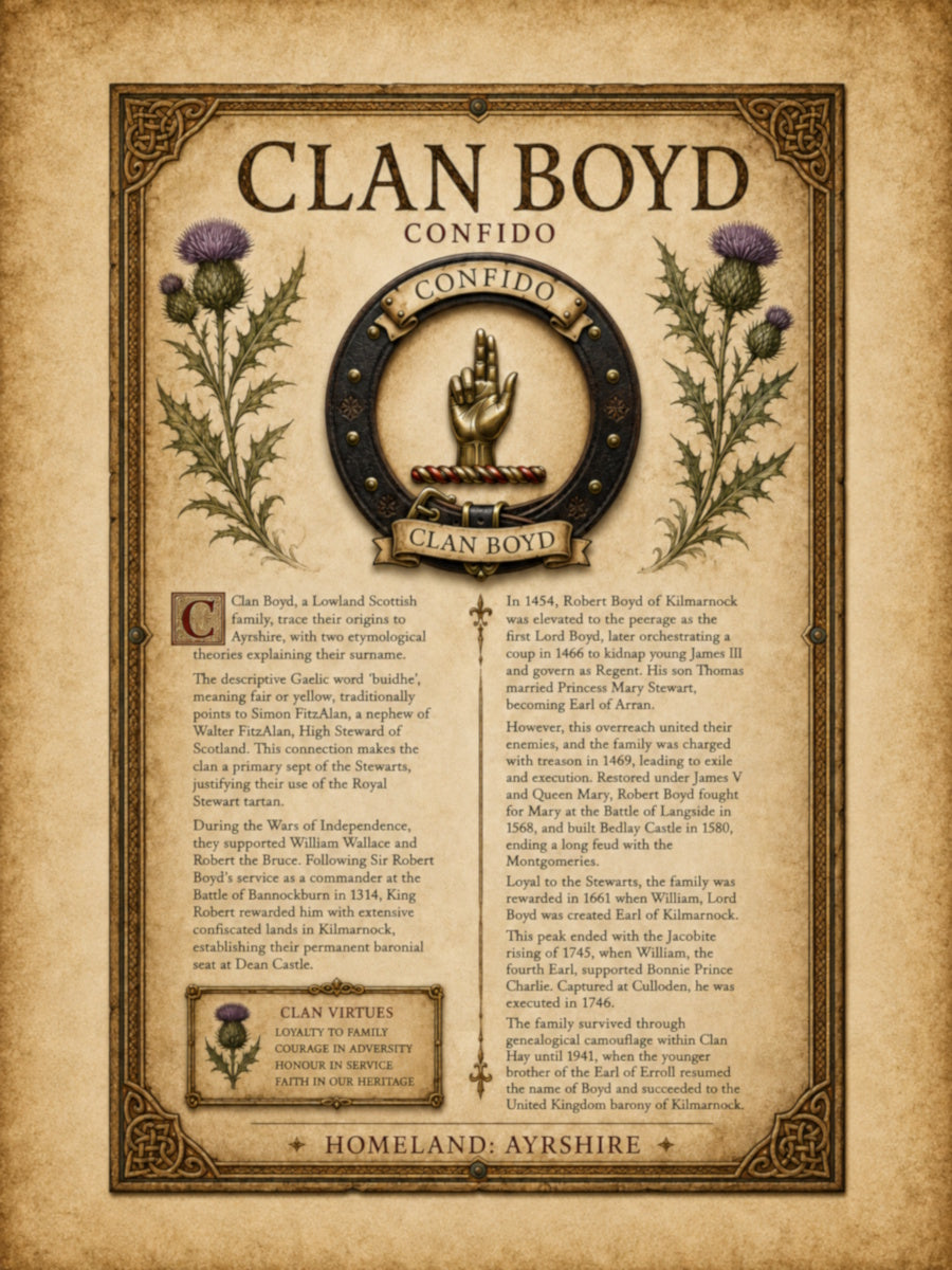 Scottish Clan Boyd Heritage Poster - Instant Digital Download