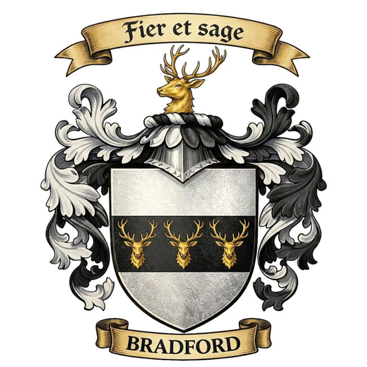 The Bradford Family Coat of Arms digital download: Includes Color PNG, B&W PNG, and SVG vector files