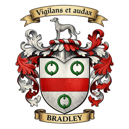 The Bradley Family Coat of Arms digital download: Includes Color PNG, B&W PNG, and SVG vector files