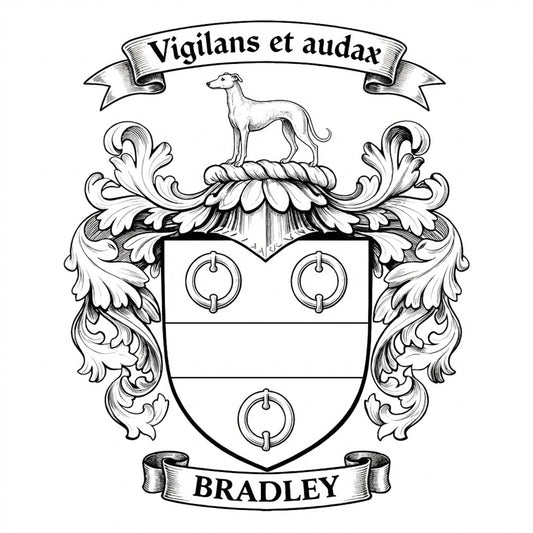 The Bradley Family Coat of Arms digital download: Includes Color PNG, B&W PNG, and SVG vector files