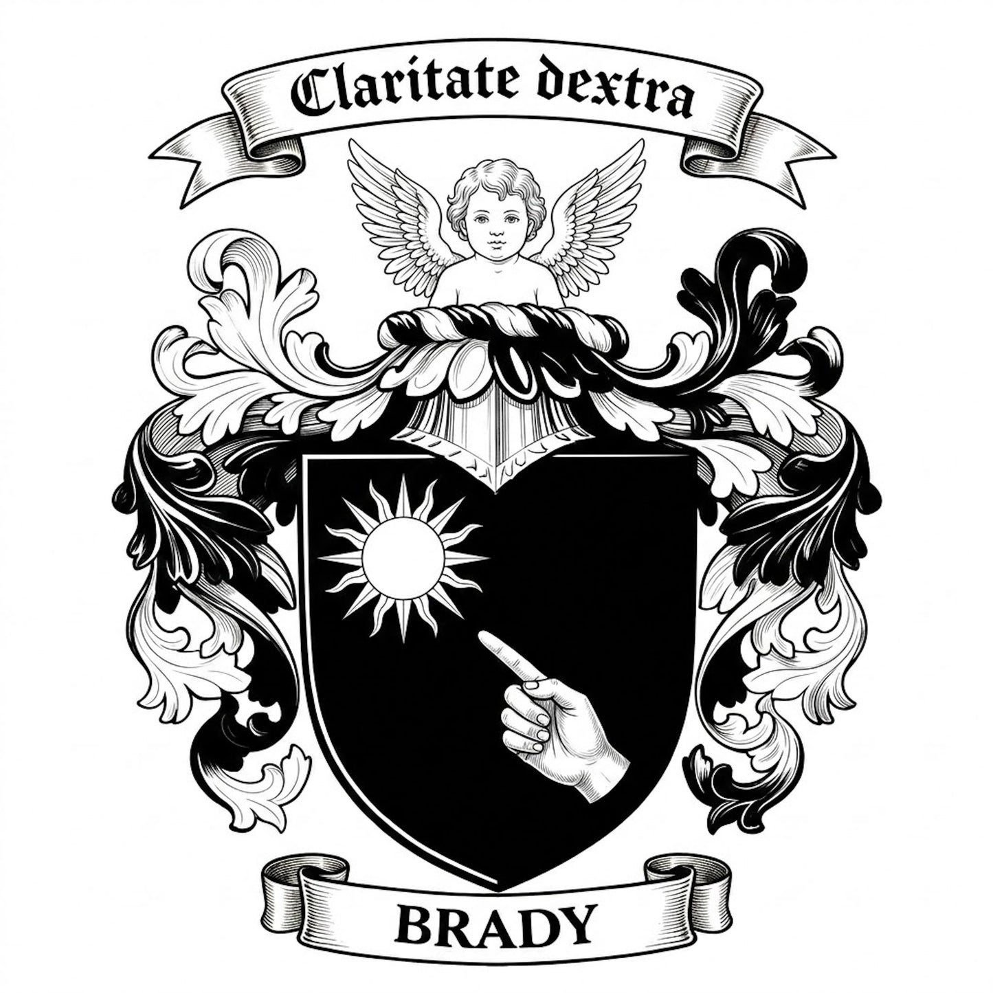 The Brady Family Coat of Arms digital download: Includes Color PNG, B&W PNG, and SVG vector files