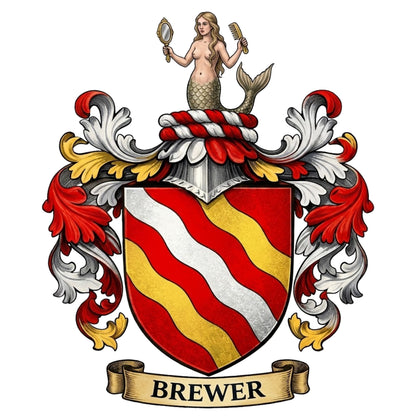 The Brewer Family Coat of Arms digital download: Includes Color PNG, B&W PNG, and SVG vector files
