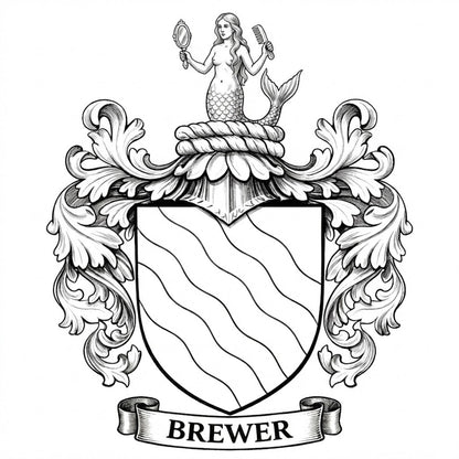 The Brewer Family Coat of Arms digital download: Includes Color PNG, B&W PNG, and SVG vector files