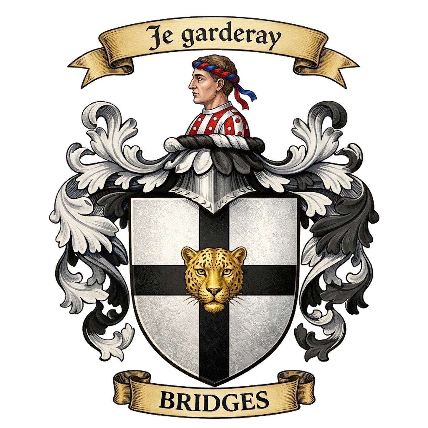 The Bridges Family Coat of Arms digital download: Includes Color PNG, B&W PNG, and SVG vector files