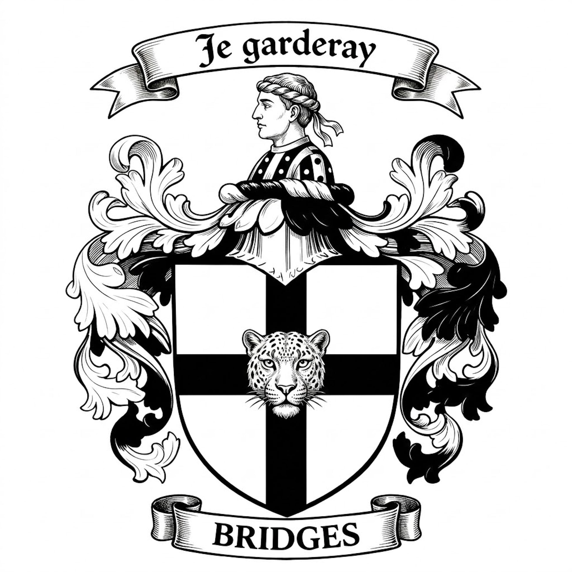 The Bridges Family Coat of Arms digital download: Includes Color PNG, B&W PNG, and SVG vector files