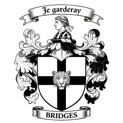 The Bridges Family Coat of Arms digital download: Includes Color PNG, B&W PNG, and SVG vector files