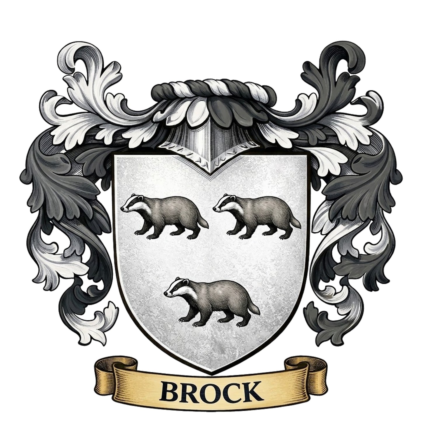 The Brock Family Coat of Arms digital download: Includes Color PNG, B&W PNG, and SVG vector files