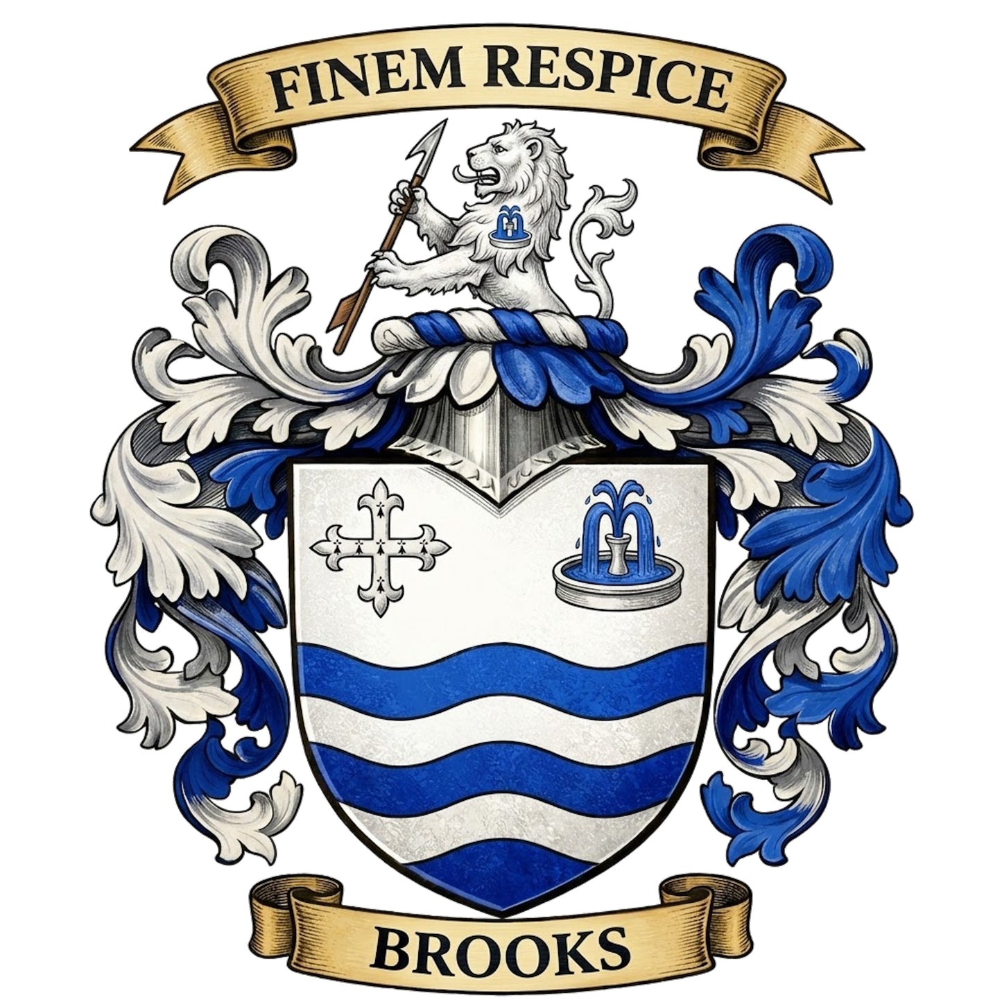 The Brooks Family Coat of Arms digital download: Includes Color PNG, B&W PNG, and SVG vector files