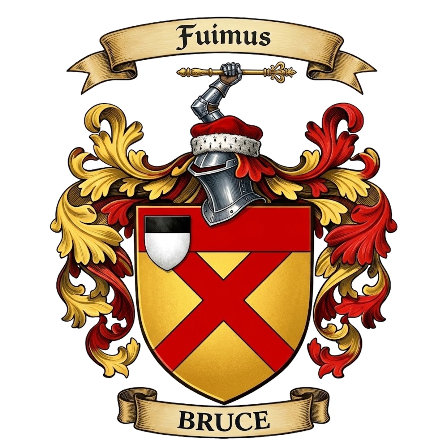 The Bruce Family Coat of Arms digital download: Includes Color PNG, B&W PNG, and SVG vector files