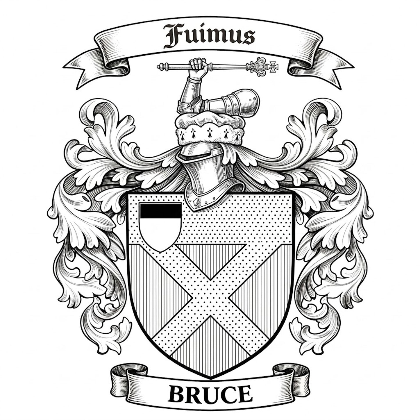 The Bruce Family Coat of Arms digital download: Includes Color PNG, B&W PNG, and SVG vector files