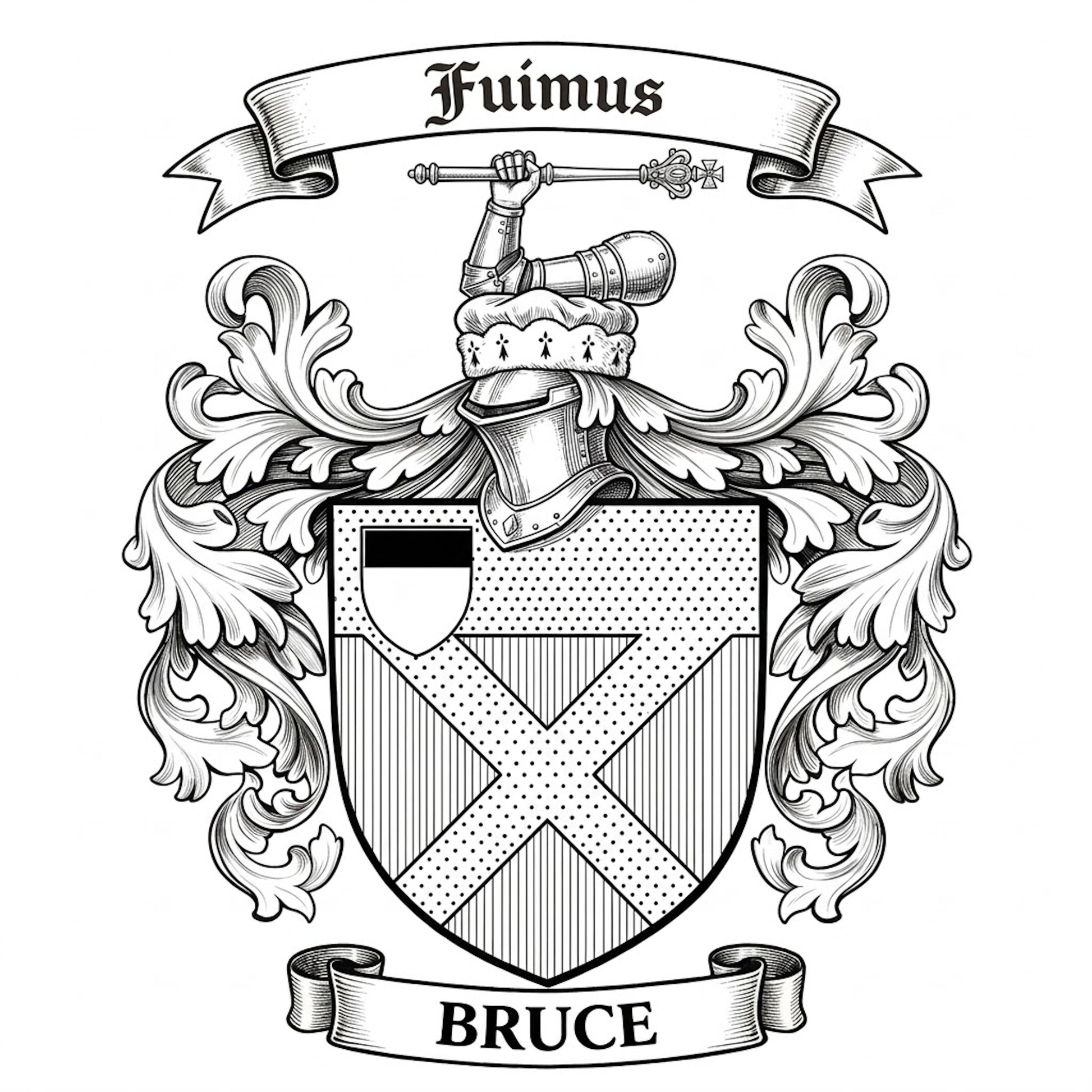 The Bruce Family Coat of Arms digital download: Includes Color PNG, B&W PNG, and SVG vector files