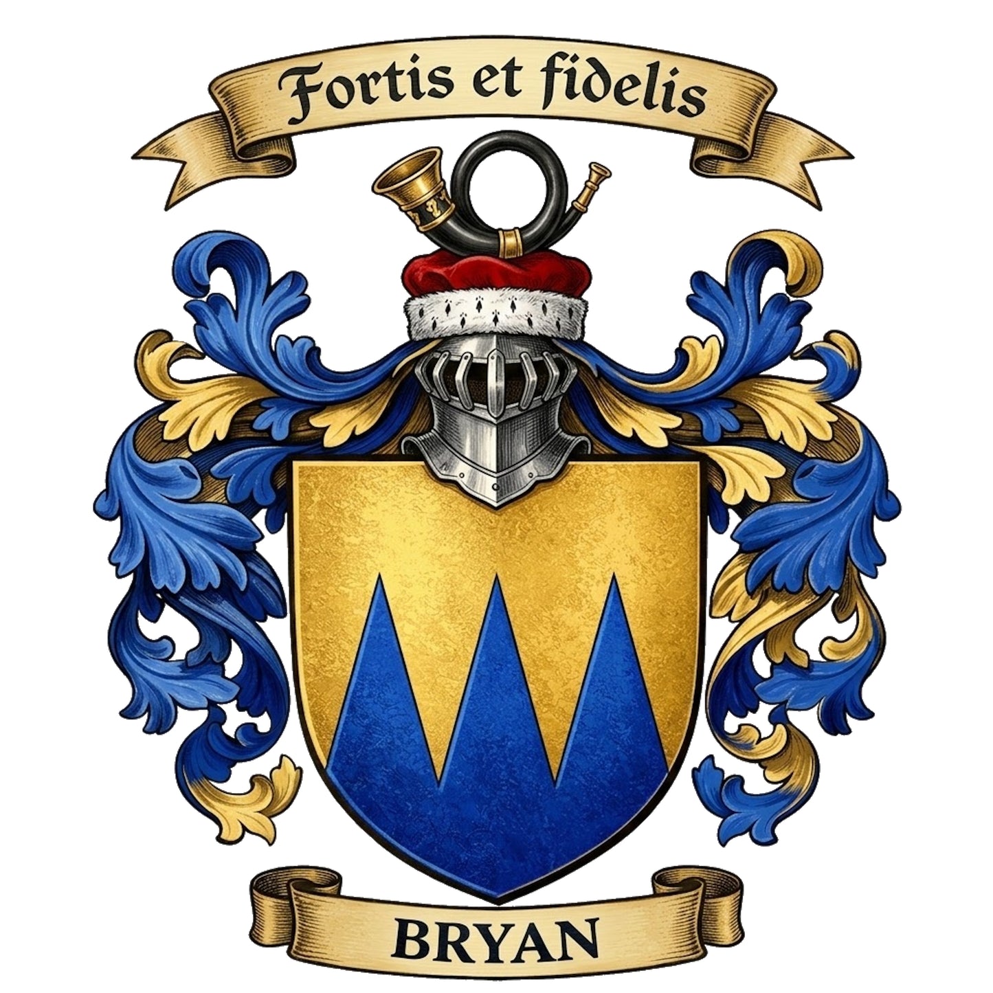 The Bryan Family Coat of Arms digital download: Includes Color PNG, B&W PNG, and SVG vector files