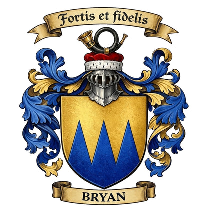 The Bryan Family Coat of Arms digital download: Includes Color PNG, B&W PNG, and SVG vector files
