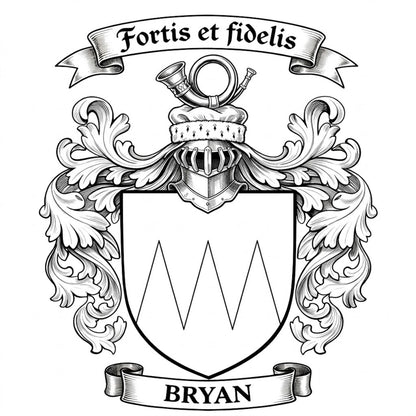 The Bryan Family Coat of Arms digital download: Includes Color PNG, B&W PNG, and SVG vector files