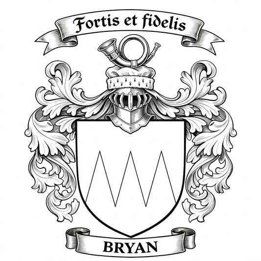 The Bryan Family Coat of Arms digital download: Includes Color PNG, B&W PNG, and SVG vector files