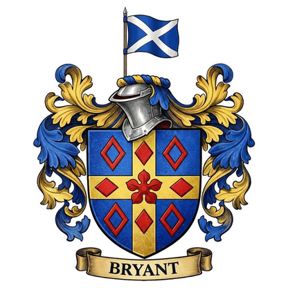 The Bryant Family Coat of Arms digital download: Includes Color PNG, B&W PNG, and SVG vector files