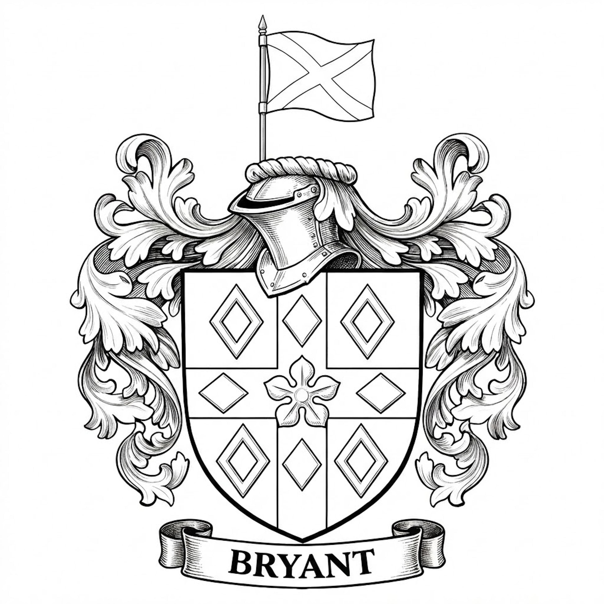 The Bryant Family Coat of Arms digital download: Includes Color PNG, B&W PNG, and SVG vector files
