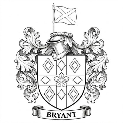 The Bryant Family Coat of Arms digital download: Includes Color PNG, B&W PNG, and SVG vector files