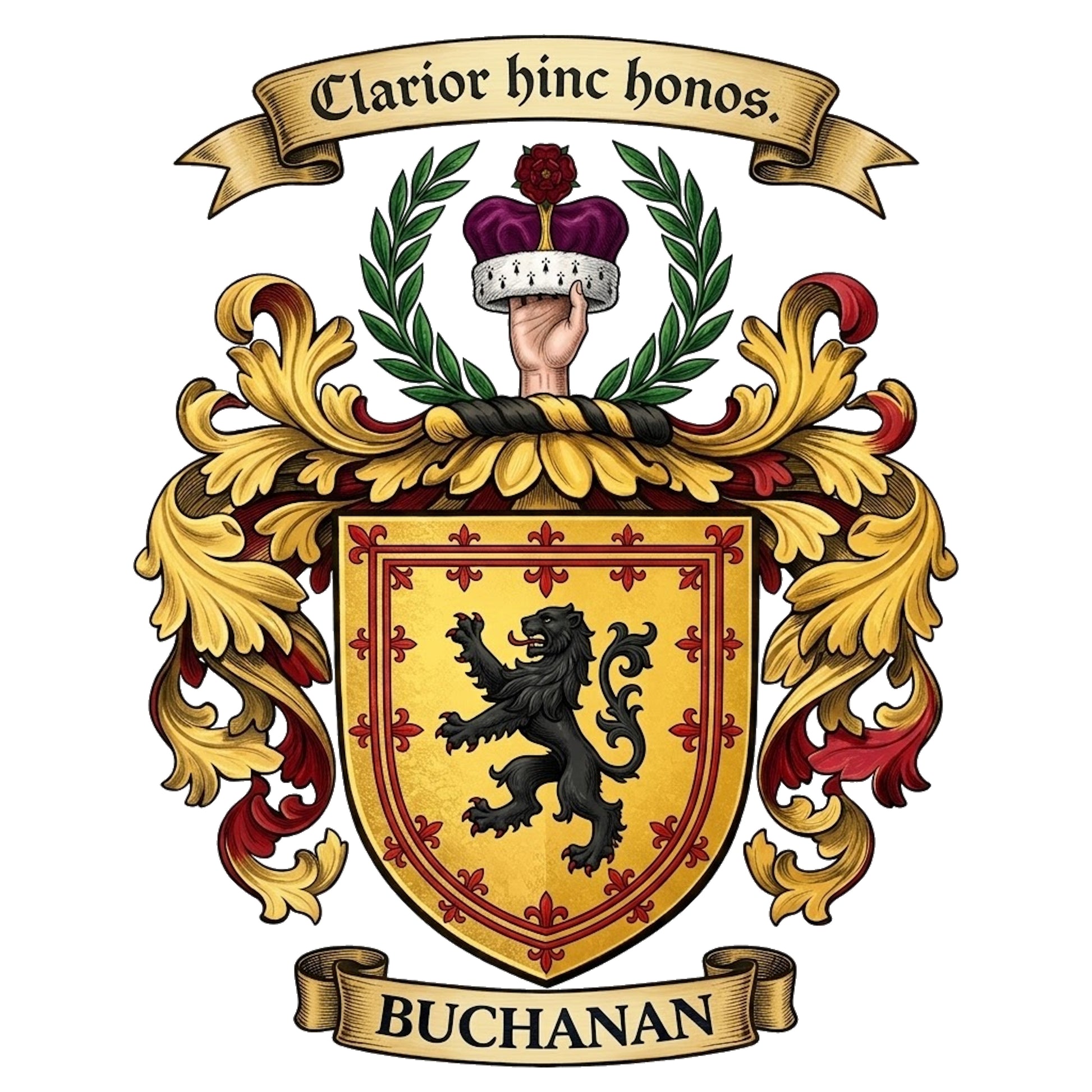 The Buchanan Family Coat of Arms digital download: Includes Color PNG, B&W PNG, and SVG vector files