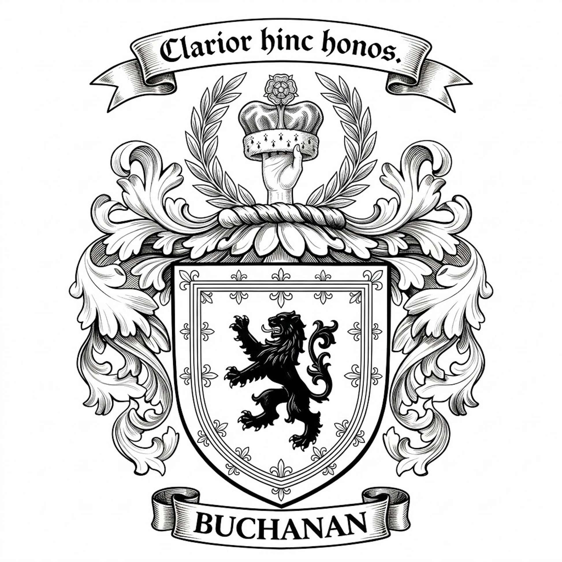 The Buchanan Family Coat of Arms digital download: Includes Color PNG, B&W PNG, and SVG vector files