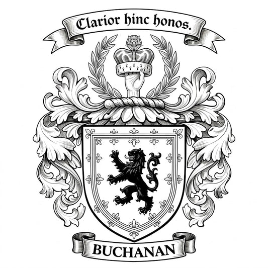 The Buchanan Family Coat of Arms digital download: Includes Color PNG, B&W PNG, and SVG vector files