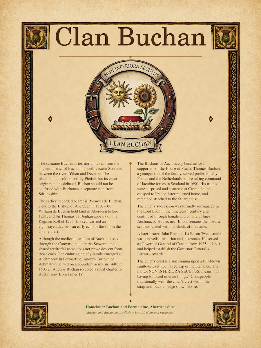 Scottish Clan Buchan Heritage Poster - Instant Digital Download
