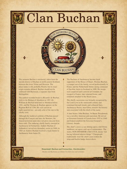 Scottish Clan Buchan Heritage Poster - Instant Digital Download