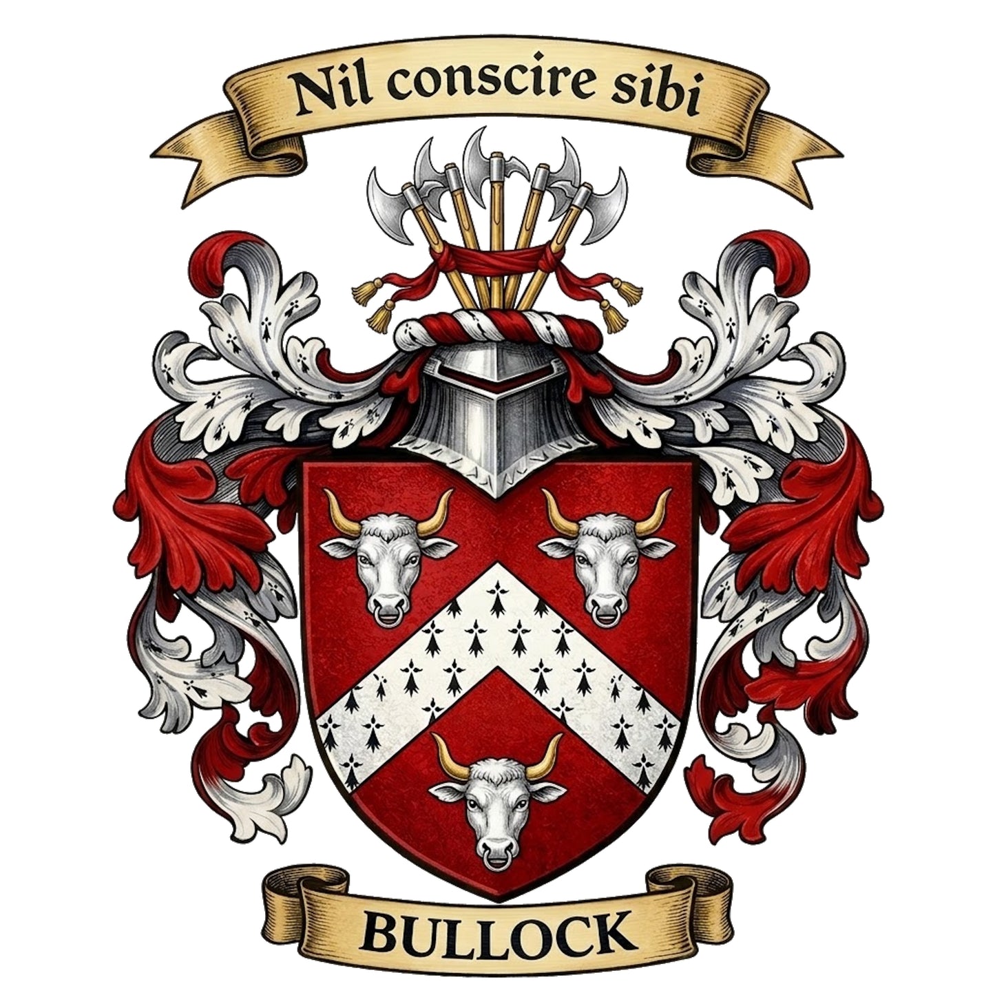 The Bullock Family Coat of Arms digital download: Includes Color PNG, B&W PNG, and SVG vector files